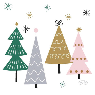 Serviettes Duni arbres de Noël 24x24cm