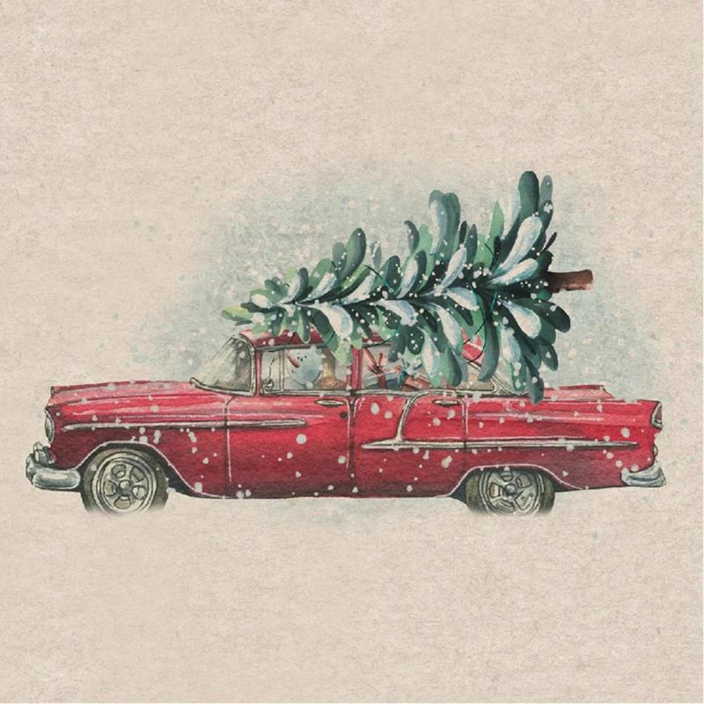 Serviettes Duni Sapin de Noël en voiture 33cm