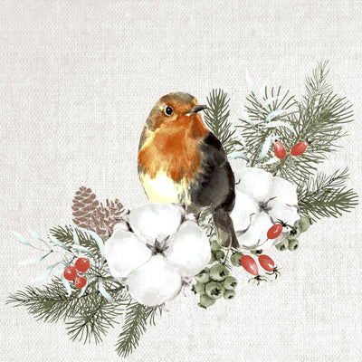 Serviettes Duni forêt de robin 24x24cm