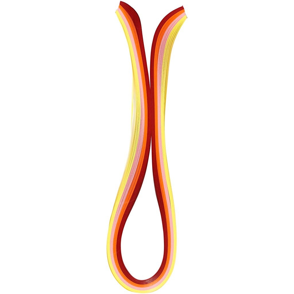 Creativ company bandes de quilling, L : 78 cm, l : 5 mm, 120 g, orange, rose, rouge, jaune, 100 pièces 1 boîte