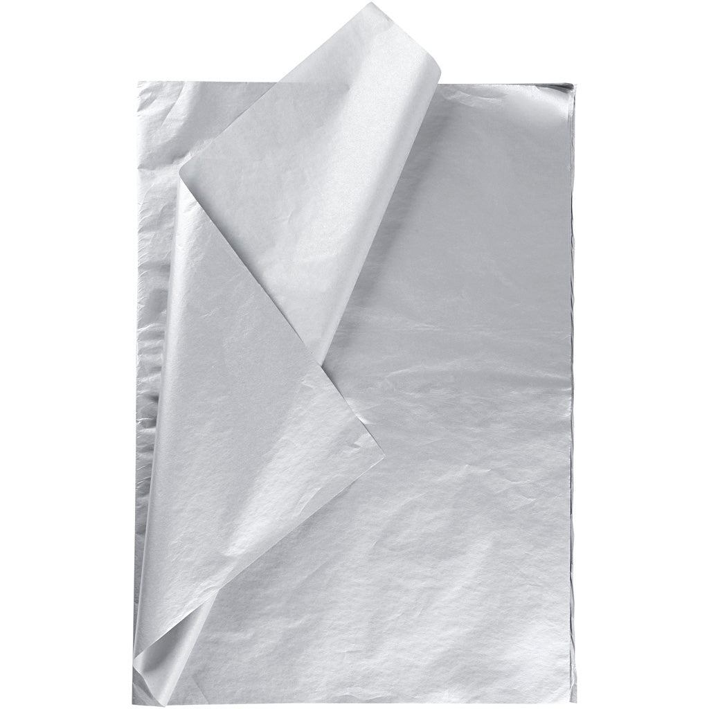 Papier de soie Creativ company, feuille 50x70 cm, 14 gr, argent, 25 feuilles 1 boîte