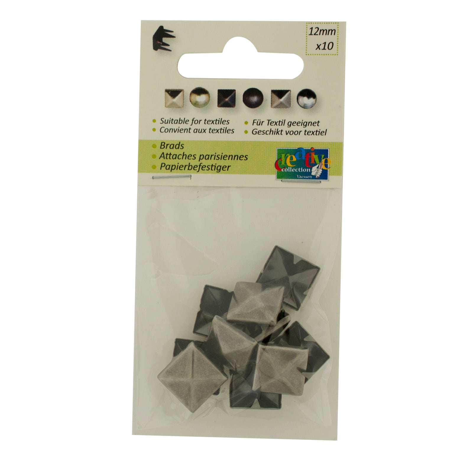 Vaessen creative • clous carrés 12x12mm 10pcs argent antique