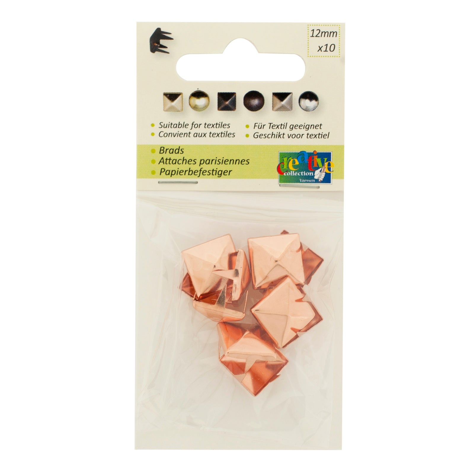 Vaessen creative • clous carrés 12x12mm 10pcs cuivre clair