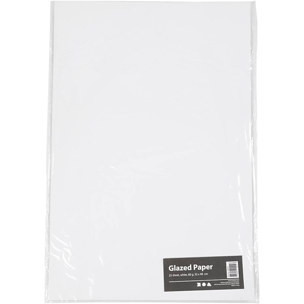 Papier brillant Creativ company, feuille 32x48 cm, 80 gr, blanc, 25 feuilles 1 boîte