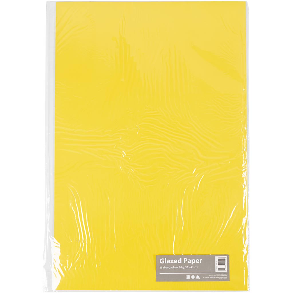 Papier brillant Creativ company, feuille 32x48 cm, 80 gr, jaune, 25 feuilles 1 boîte