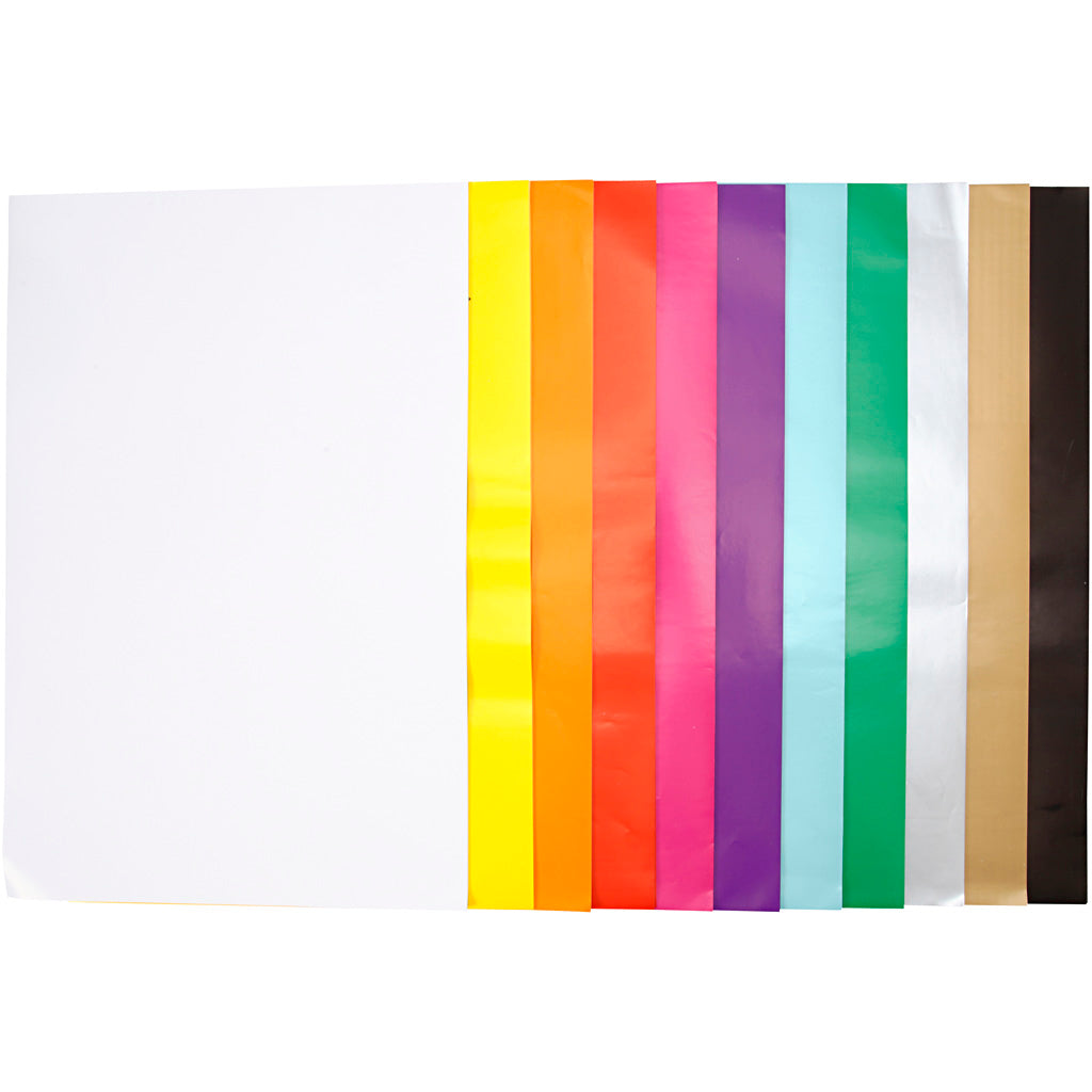 Papier brillant Creativ company, feuille 32x48 cm, 80 gr, différentes couleurs, 11x25 feuilles 1 boîte