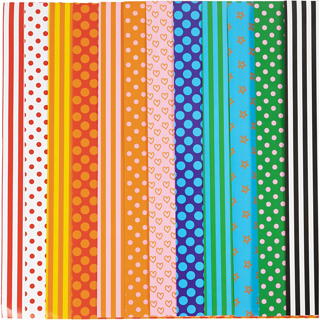 Papier brillant Creativ company, motif, feuille 32x48 cm, 80 gr, différentes couleurs, 100 feuilles div 1 boîte