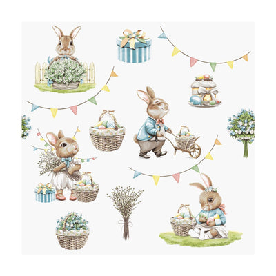 Serviettes Creativ company, lapin de Pâques, taille 33 x 33 cm, 20 pièces, 1 boîte