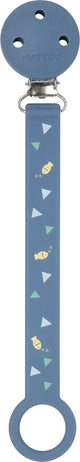 Nattou silicone - chaîne tétine avec attache universelle - 21 cm - motif bleu foncé