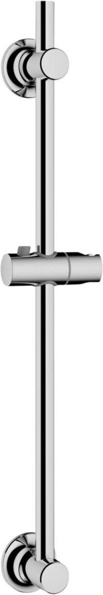 Tringle de douche Wenko en acier inoxydable chromé, longueur 70cm, diamètre 22mm, avec support pomme de douche et 2 supports muraux - barre coulissante chromée - montage sans perçage