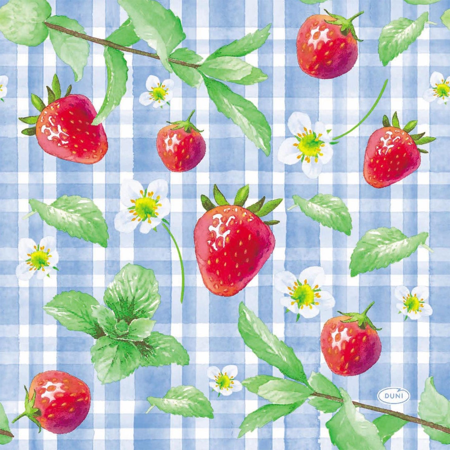 Serviettes Duni pique-nique fraise 33x33cm
