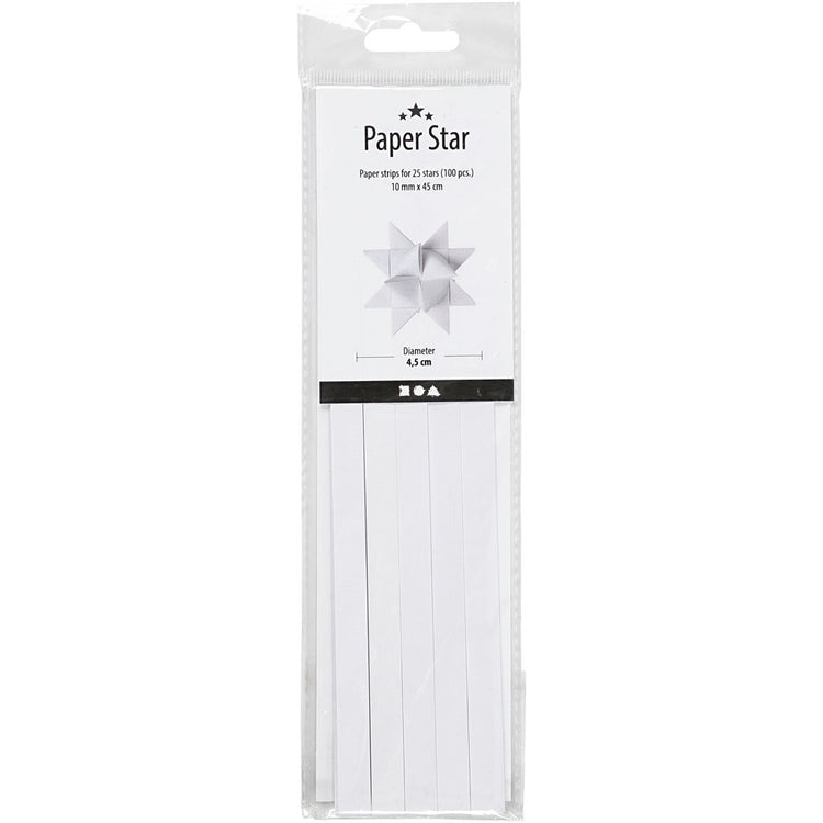 Bandes de tressage Creativ company, l: 45 cm, l: 10 mm, d 4,5 cm, blanc, 100 bandes 1 boîte