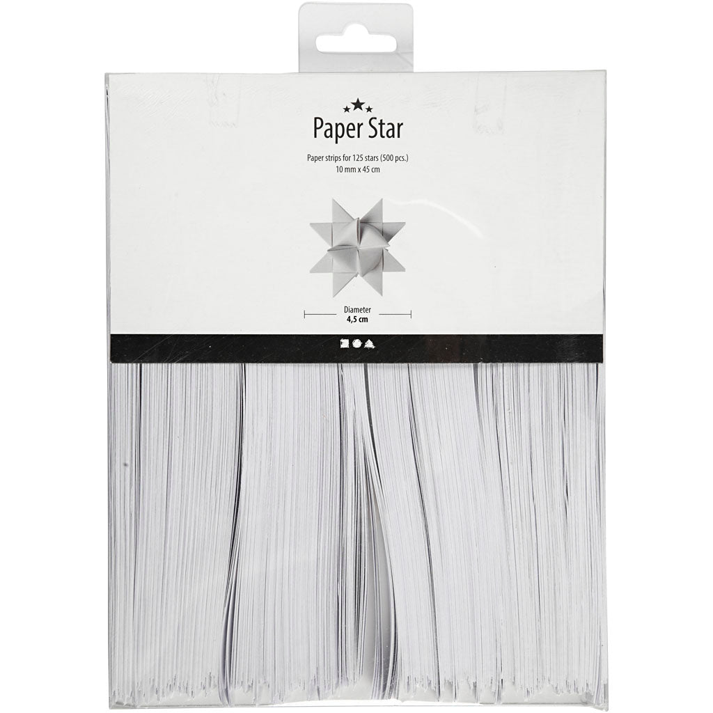 Creativ Company Braid Strips, L: 45 cm, b: 10 mm, d 4,5 cm, blanc, 500 bandes 1 boîte