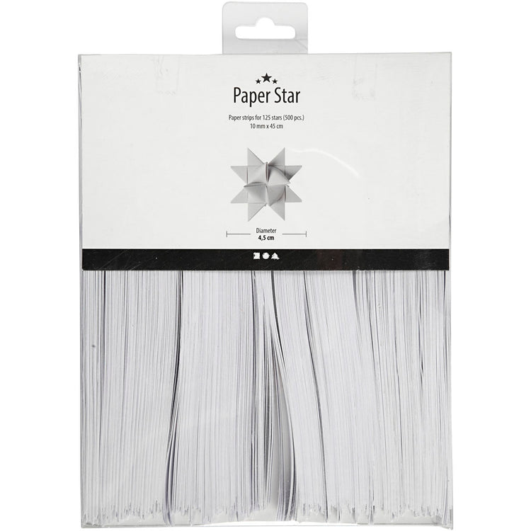 Creativ Company Braid Strips, L: 45 cm, b: 10 mm, d 4,5 cm, blanc, 500 bandes 1 boîte