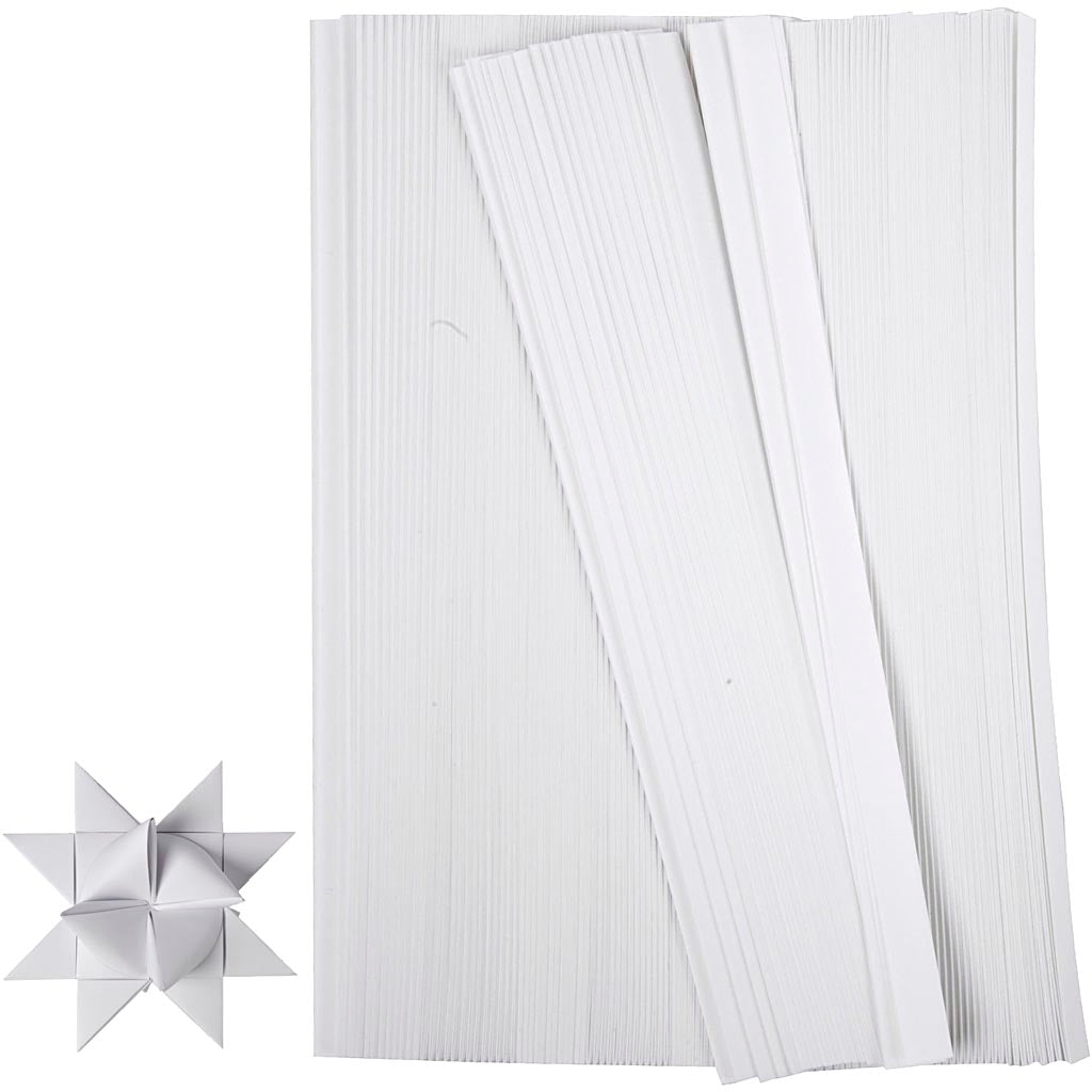 Creativ Company Braid Strips, L: 45 cm, b: 10 mm, d 4,5 cm, blanc, 500 bandes 1 boîte