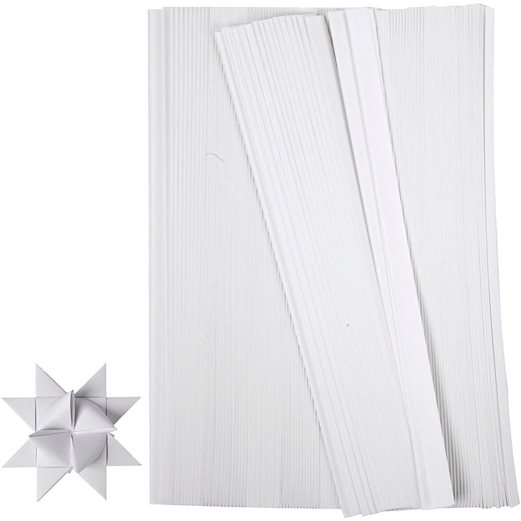 Creativ Company Braid Strips, L: 45 cm, b: 10 mm, d 4,5 cm, blanc, 500 bandes 1 boîte