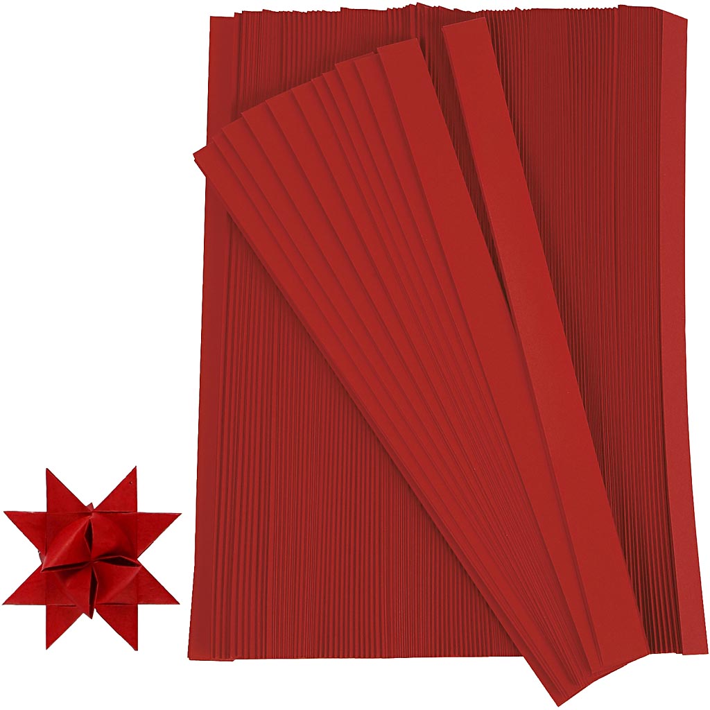 Creativ Company Braid Strips, L: 45 cm, D 4,5 cm, b: 10 mm, rouge, 500 bandes 1 boîte