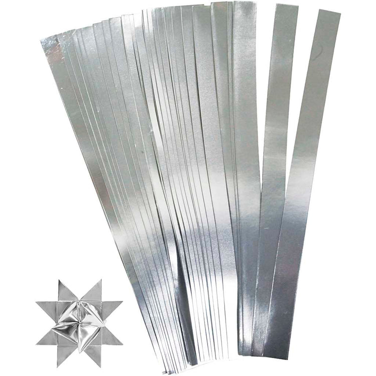 Creativ Company Braid Strips, L: 45 cm, B: 15 mm, D 6,5 cm, argent, 100 bandes 1 boîte