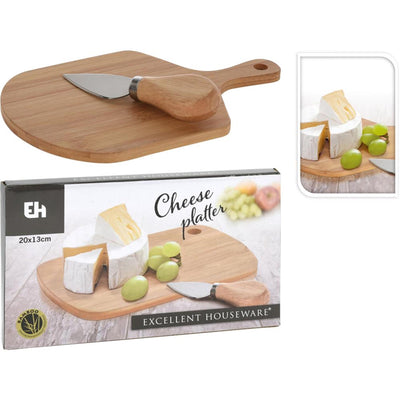 Excellente planche à fromage en bambou 20x13cm avec couteau à fromage