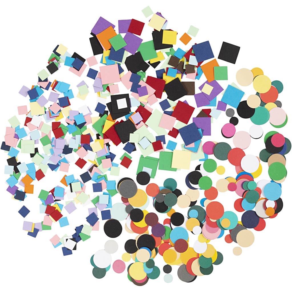 Mosaïque en carton Creativ company, taille 10+15+20 mm, env. 80000 pièces, différentes couleurs, 8x180 g 1 boîte