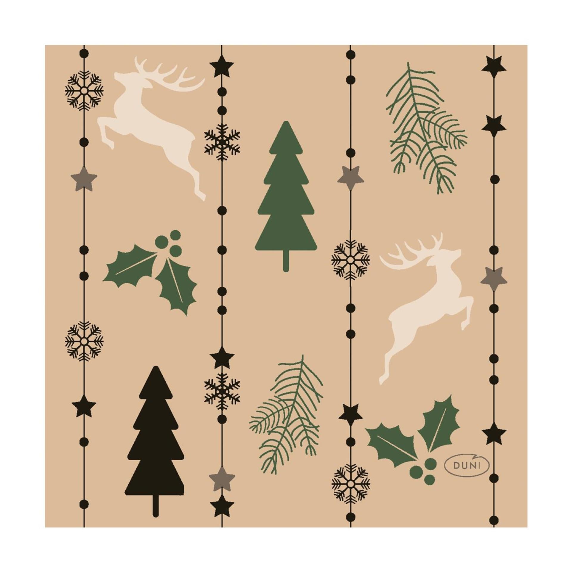 Serviettes Duni Noël naturel 24x24cm