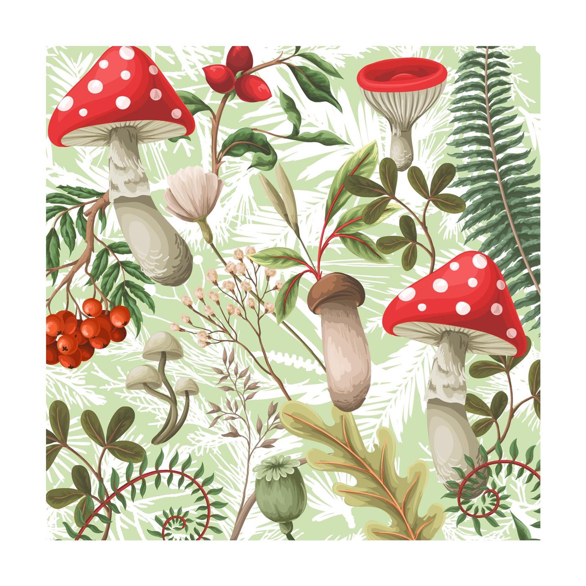 Serviettes Duni champignons de la forêt 33x33cm