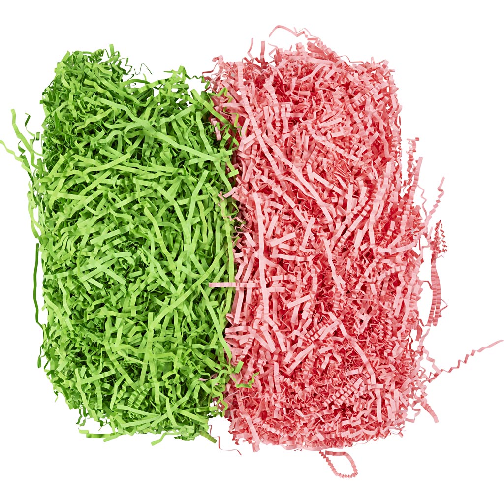 Papier froissé Creativ company, l: 25-30 cm, l: 3 mm, vert foncé, rose, 2x50 g 1 boîte