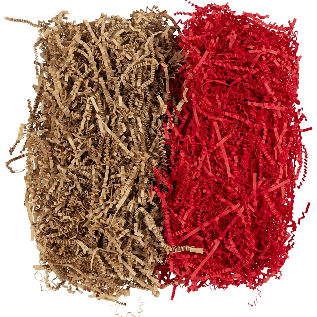 Papier froissé Creativ company, l: 25-30 cm, l: 3 mm, marron, rouge, 2x50 g 1 boîte