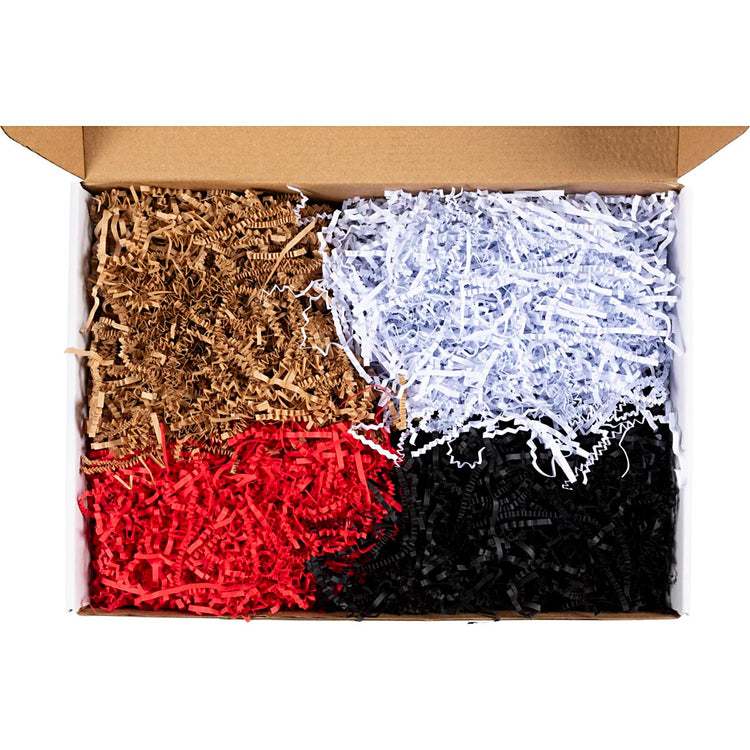 Papier froissé Creativ company, l: 25-30 cm, l: 3 mm, noir, marron, rouge, blanc, 4x100 g 1 boîte