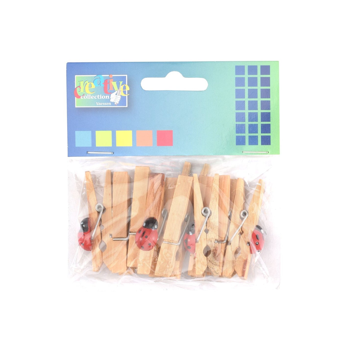 Vaessen creative • coccinelle 12x15mm sur pince à linge 48mm 10pcs
