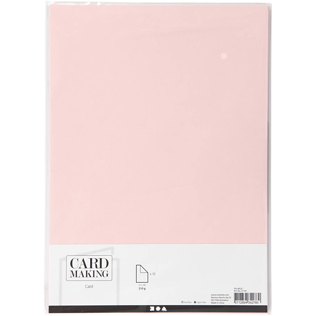 Carton d'entreprise Creativ, a4, feuille 210x297 mm, 210 g, rose clair, 10 feuilles 1 boîte