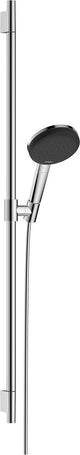 Hansgrohe Raindance Alive Select S - Set de douche - Économie d'eau ecosmart - Commande par bouton Select - Taille 125 mm - 3 fonctions de pulvérisation - Chrome