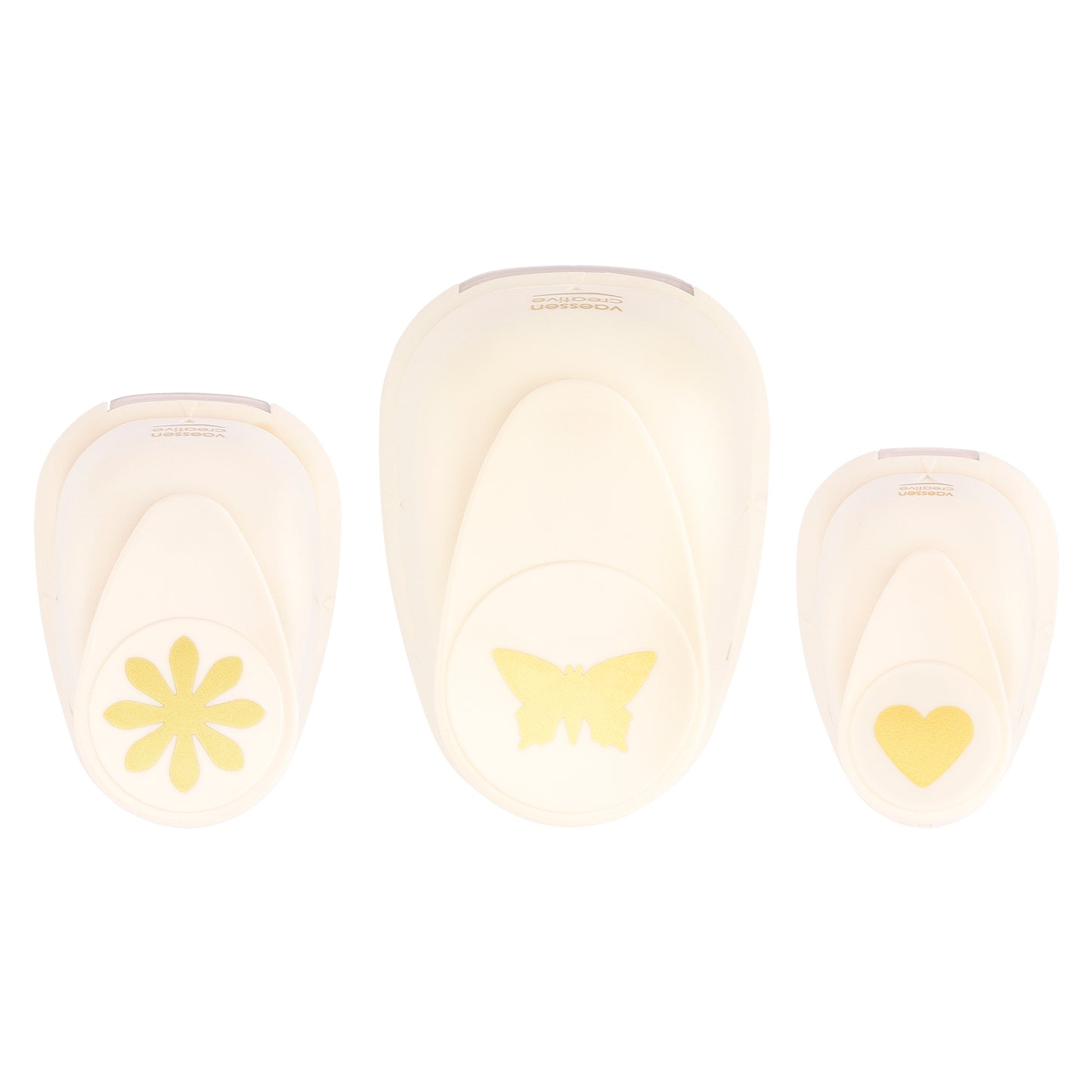 Vaessen creative • set de poinçons figurines coeur fleur papillon 3 pcs.