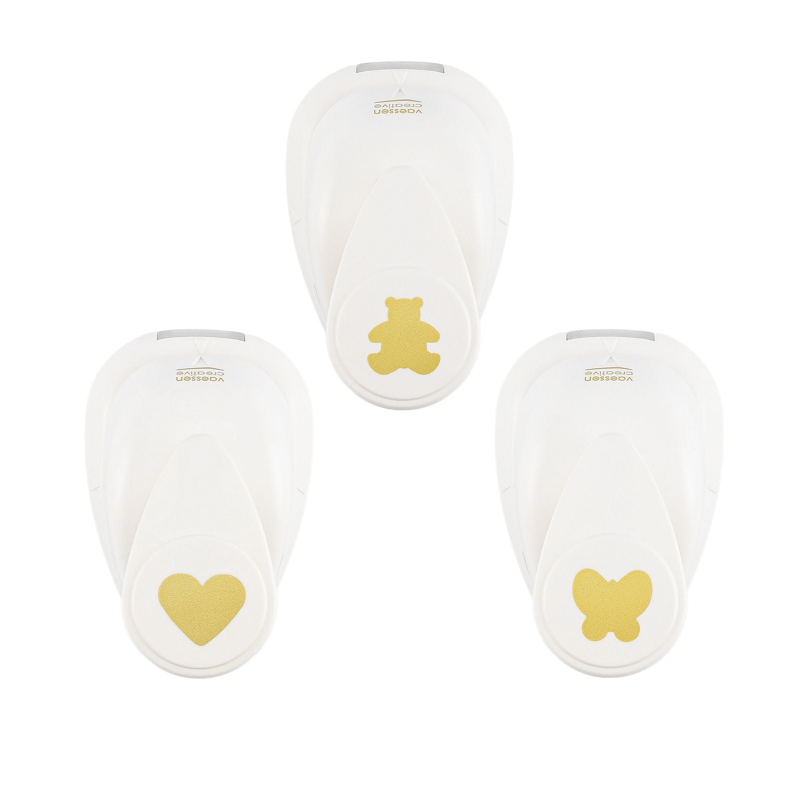 Vaessen creative • set de poinçons figurines ours coeur papillon petit 3pcs
