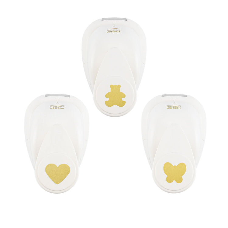 Vaessen creative • set de poinçons figurines ours coeur papillon petit 3pcs