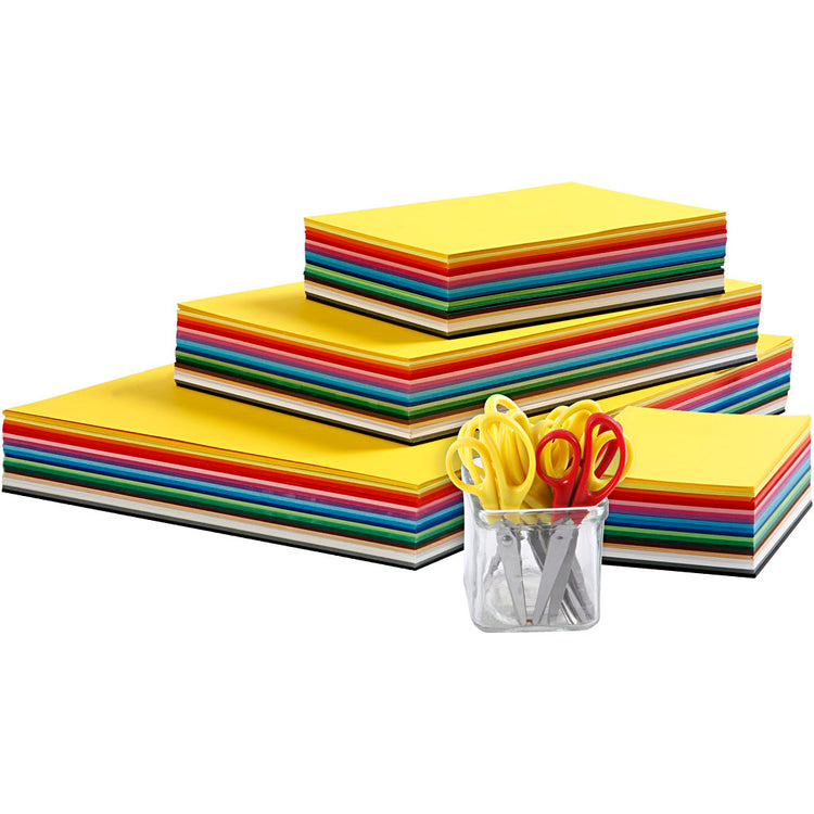 Carton coloré et ciseaux pour enfants, a3, a4, a5, a6, 180 gr, différentes couleurs, 1 set