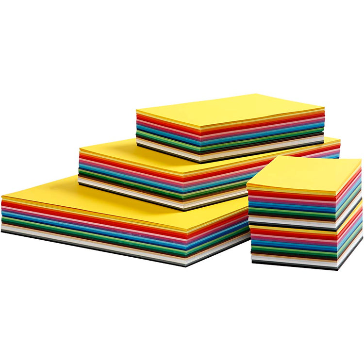 Carton coloré Colortime, a3, a4, a5, a6, 180 gr, diverses couleurs, 1500 feuilles diverses 1 boîte