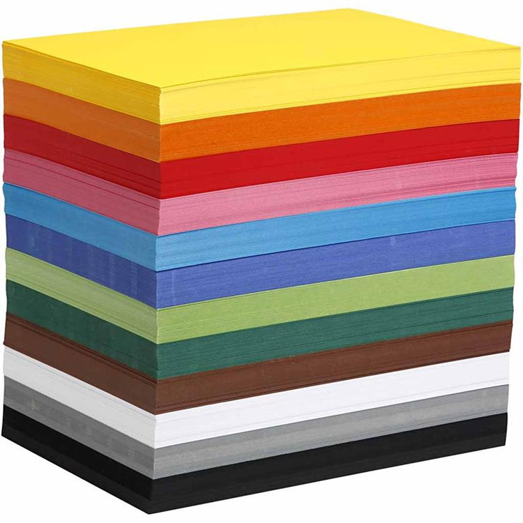 Carton coloré Colortime, a4, feuille 210x297 mm, 180 gr, différentes couleurs, 1200 feuilles diverses 1 boîte