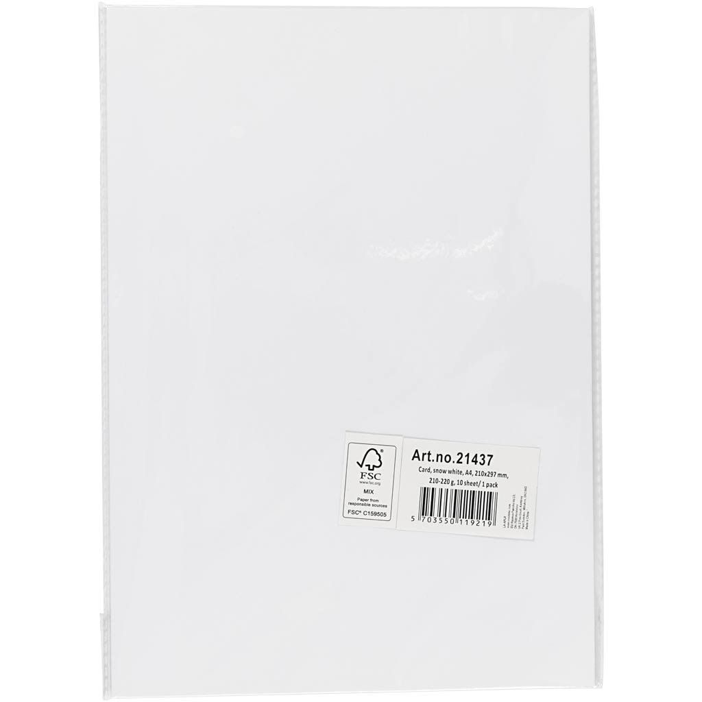 Creativ Company Cardboard White A4 210-220G, 10 feuilles