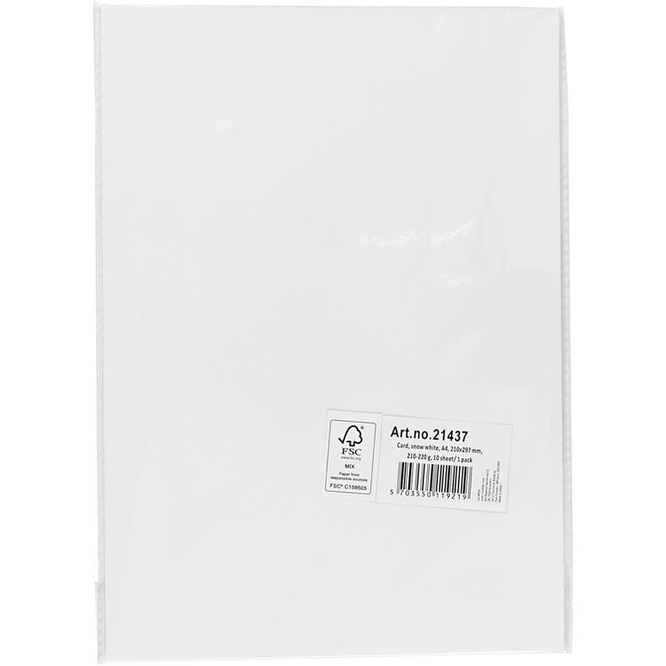 Creativ Company Cardboard White A4 210-220G, 10 feuilles