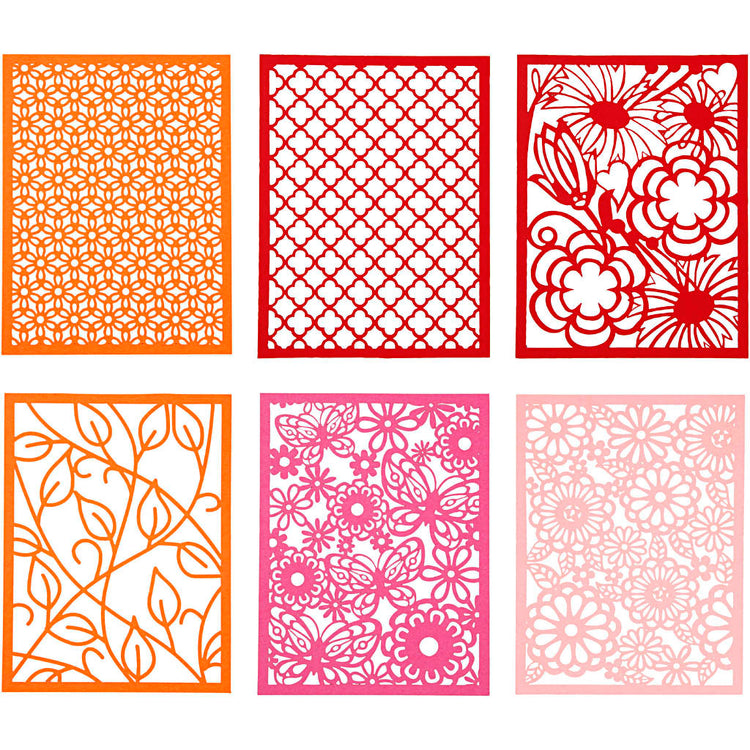Bloc de carton Creativ company, a6, feuille 104x146 mm, 200 g, orange, rose, rouge, rose, 24 pièces 1 boîte