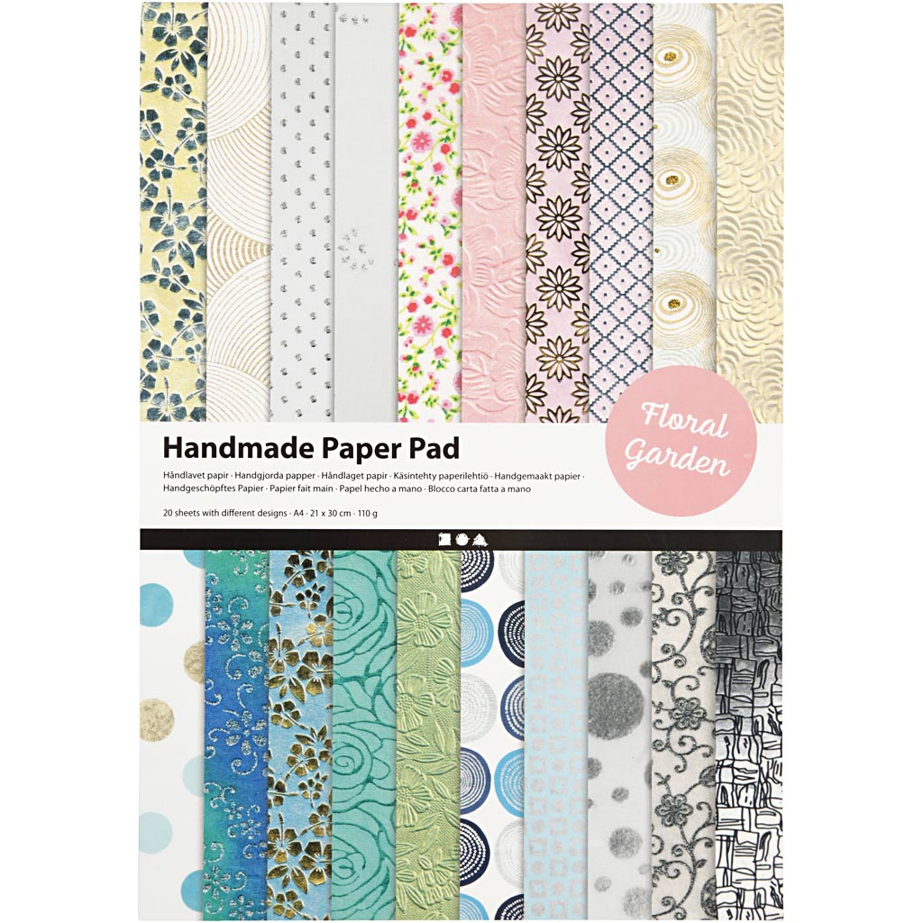 Fleurs de blocage en papier avec papier fait à la main, 20 draps