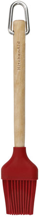 Kitchenaid pinceau à graisser, pinceau à pâtisserie, 29 cm, silicone, bambou, rouge, résistant à la chaleur -
