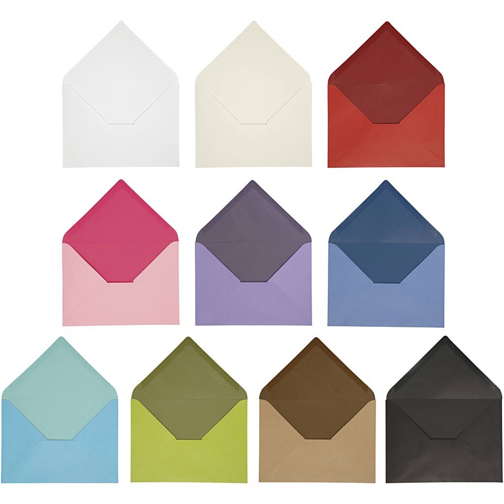 Enveloppes de l'entreprise Creativ, dimensions de l'enveloppe 11,5x16 cm, contenu peut varier, 100 gr, différentes couleurs, 30 boîtes 1 boîte