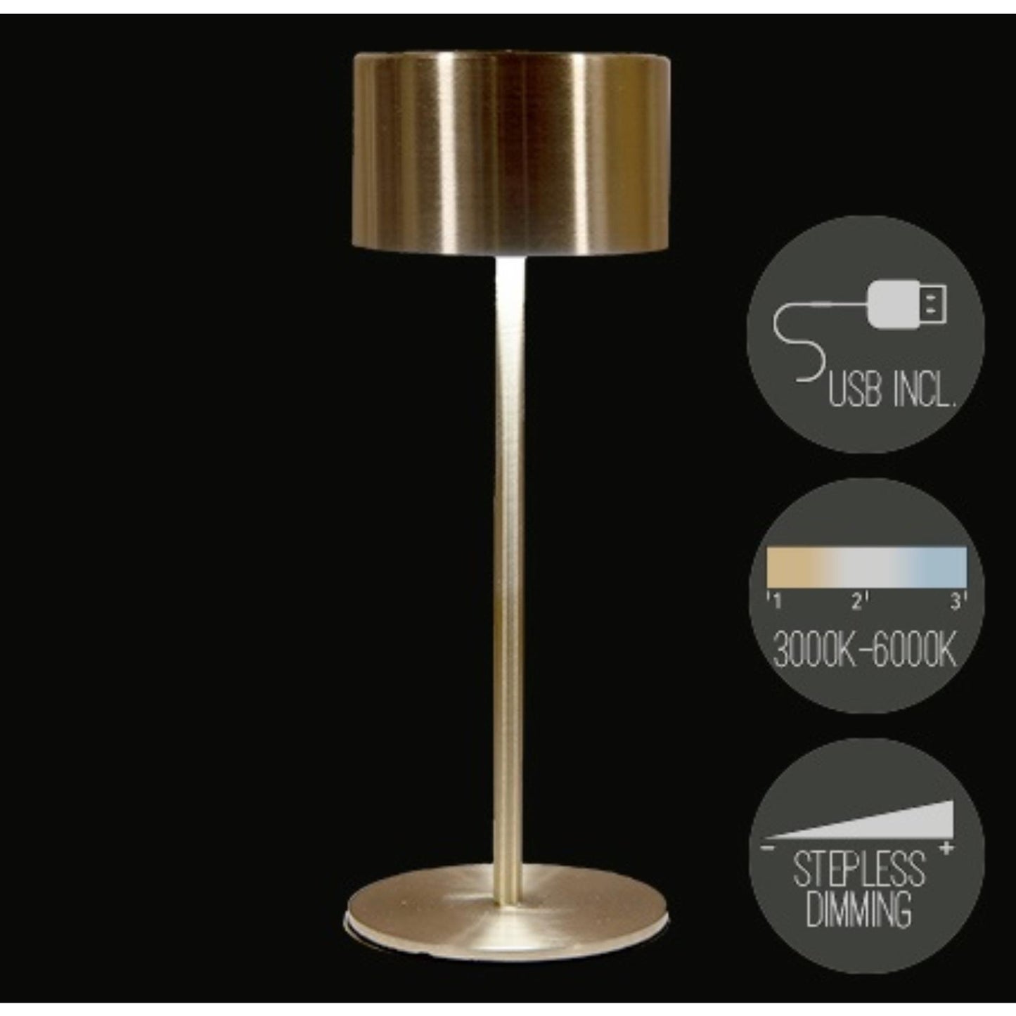 Anna's collection lampe de table rechargeable USB or 8x22cm