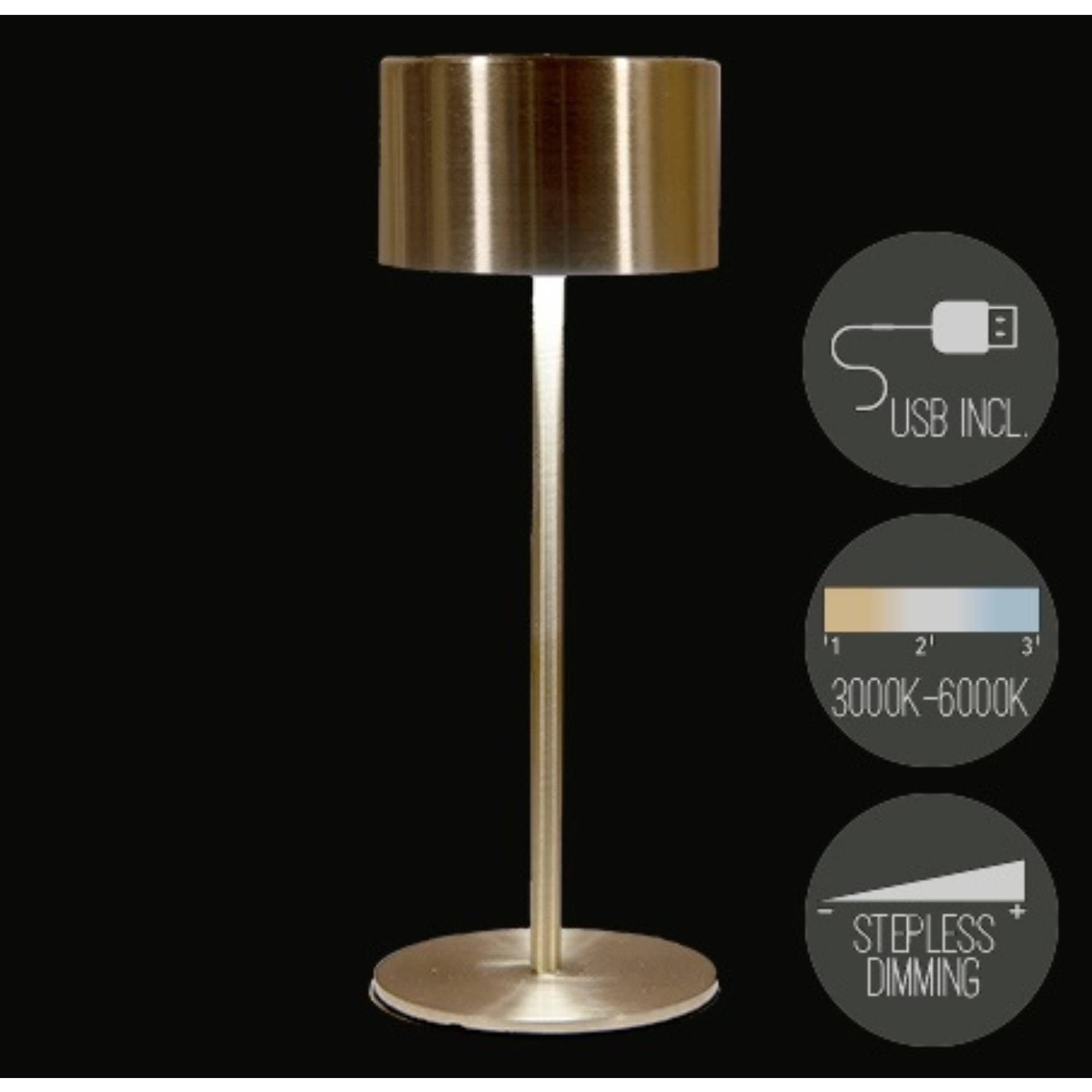 Anna's collection lampe de table rechargeable USB or 8x22cm