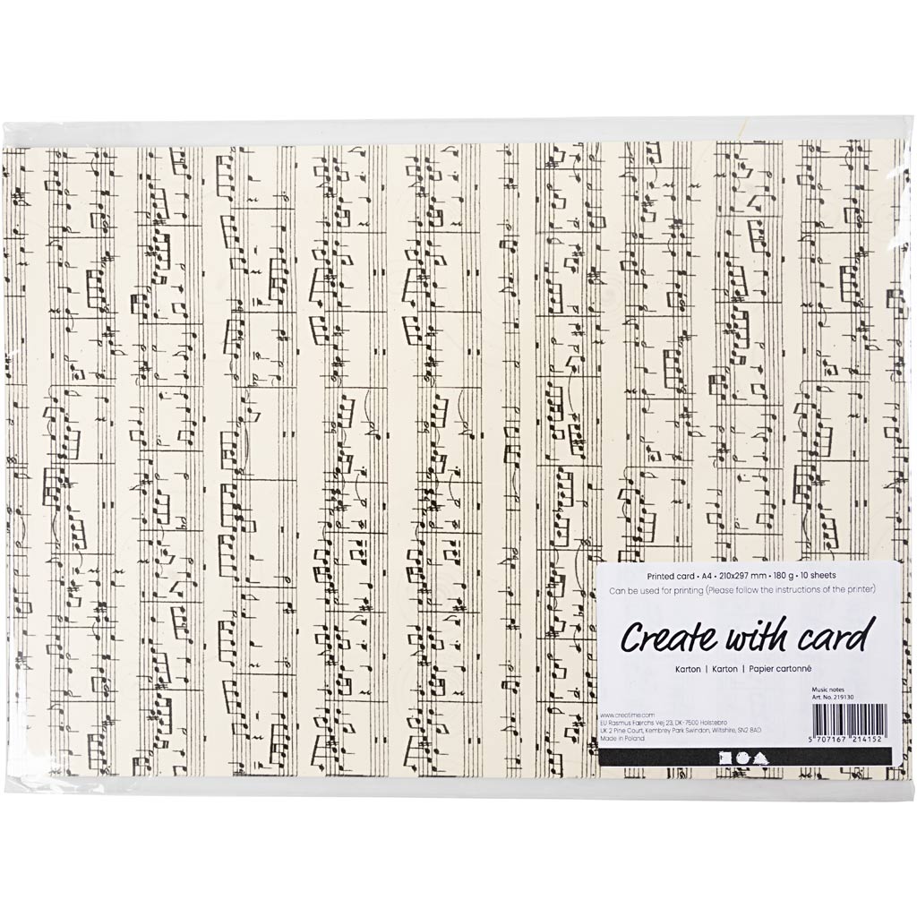 Carton d'entreprise Creativ, notes de musique, a4, feuille 210x297 mm, 180 gr, 10 feuilles 1 boîte
