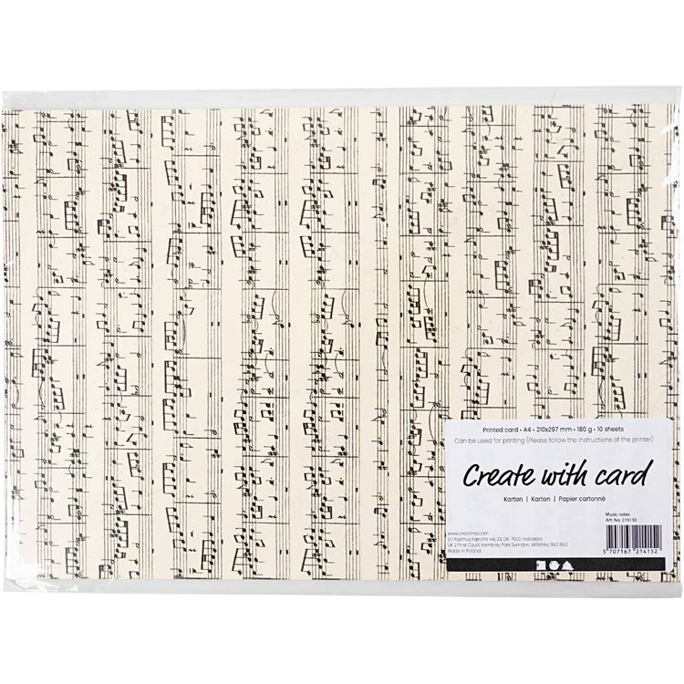 Carton d'entreprise Creativ, notes de musique, a4, feuille 210x297 mm, 180 gr, 10 feuilles 1 boîte