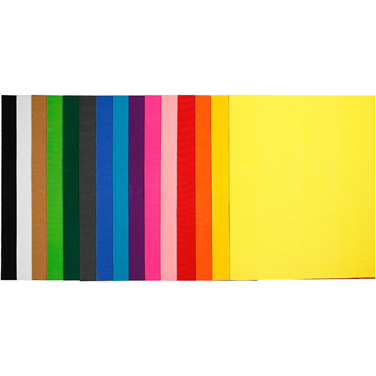 Carton ondulé de l'entreprise Creativ, feuille 50x70 cm, 80 gr, différentes couleurs, 15 feuilles 1 boîte