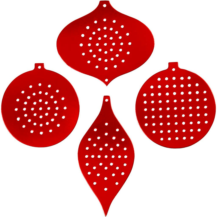 Creativ company carton au point de croix, décoration cerises, h: 8,5-12 cm, diamètre du trou 3 mm, rouge métallisé, 8 pièces 1 boîte